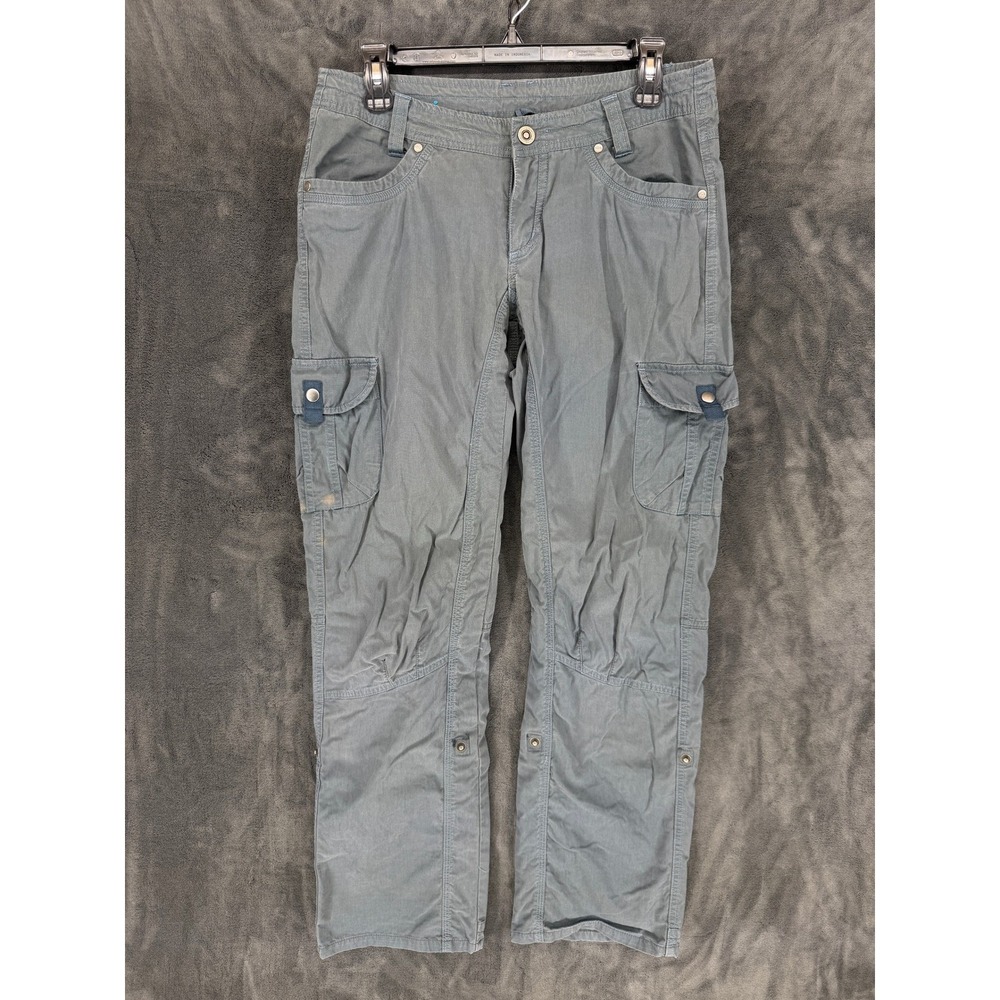 KUHL Splash Roll Up Cargo Pants Women's 6 Gray Cotton Blend‎ Snap Cargo Pockets